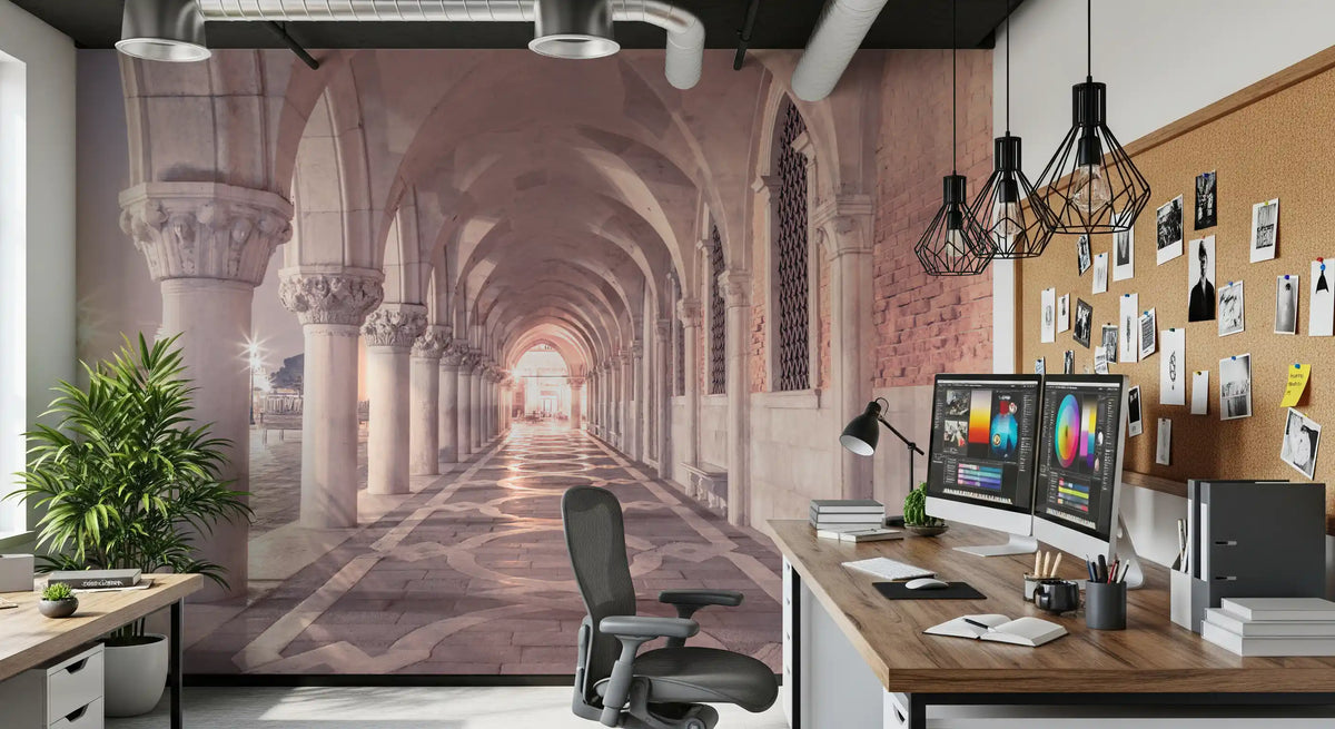 Stonework Corridor Perspective Wall Mural