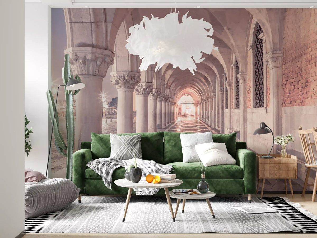 Stonework Corridor Perspective Wall Mural