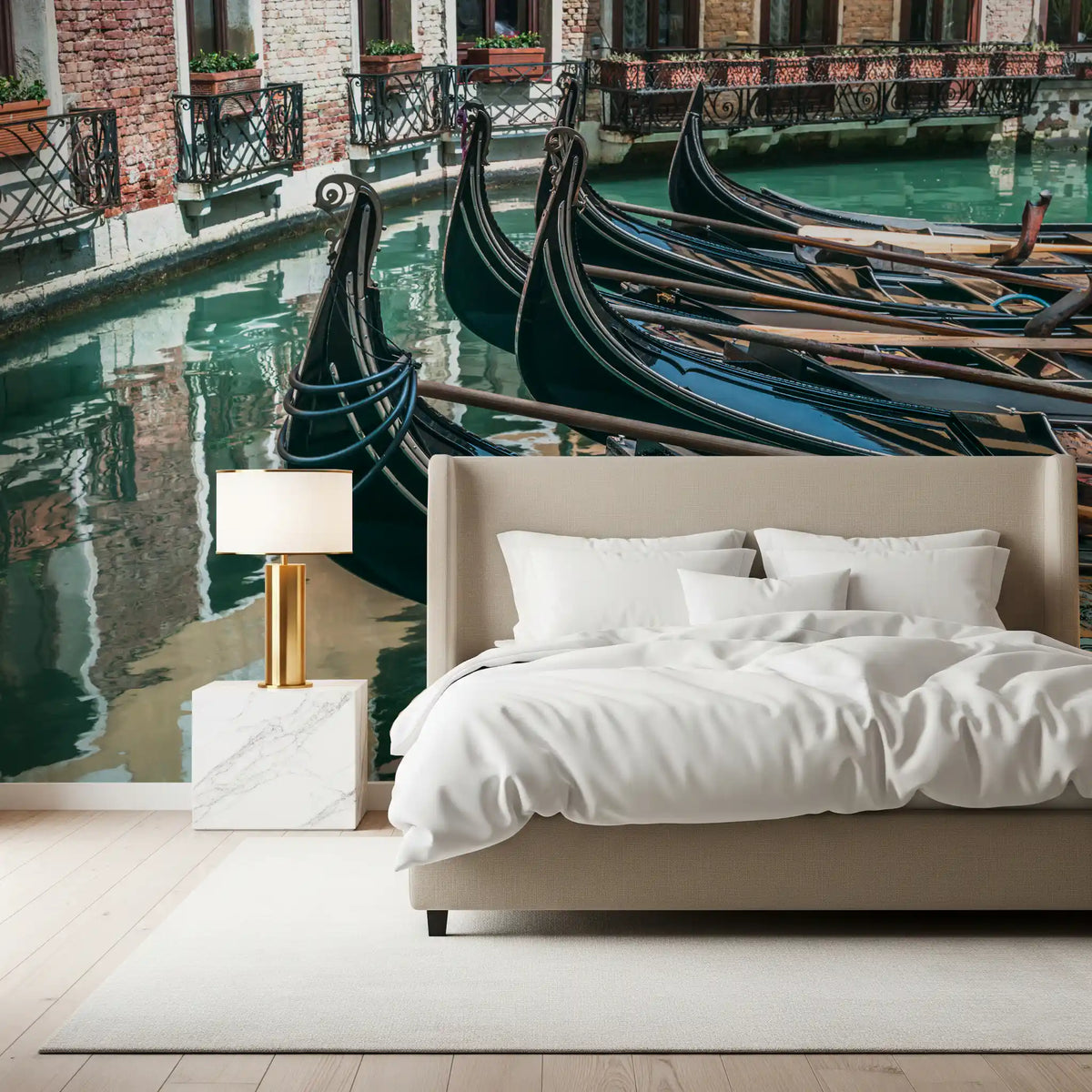 Reflective Canal Waters and Gondolas Wall Mural