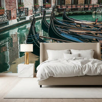 Reflective Canal Waters and Gondolas Wall Mural