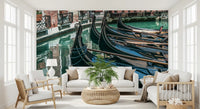 Reflective Canal Waters and Gondolas Wall Mural