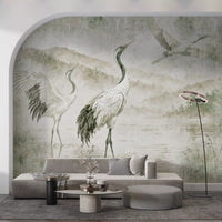 Nature's Fusion Japanese Cranes Mural Wall Mural