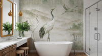 Nature's Fusion Japanese Cranes Mural Wall Mural