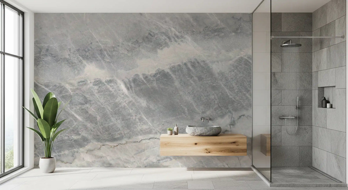 Ethereal Grey Marble Slab Wall Mural