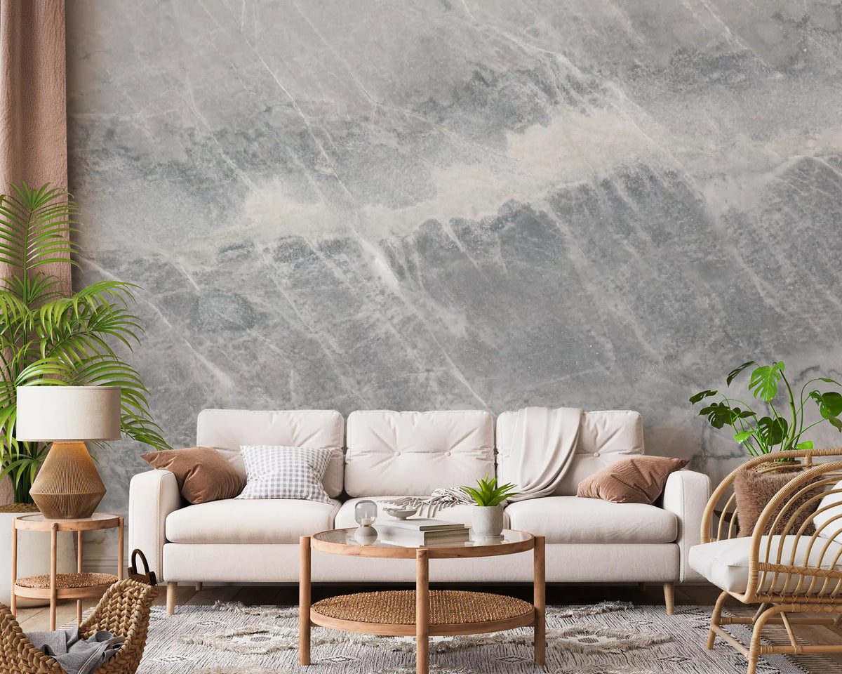 Ethereal Grey Marble Slab Wall Mural