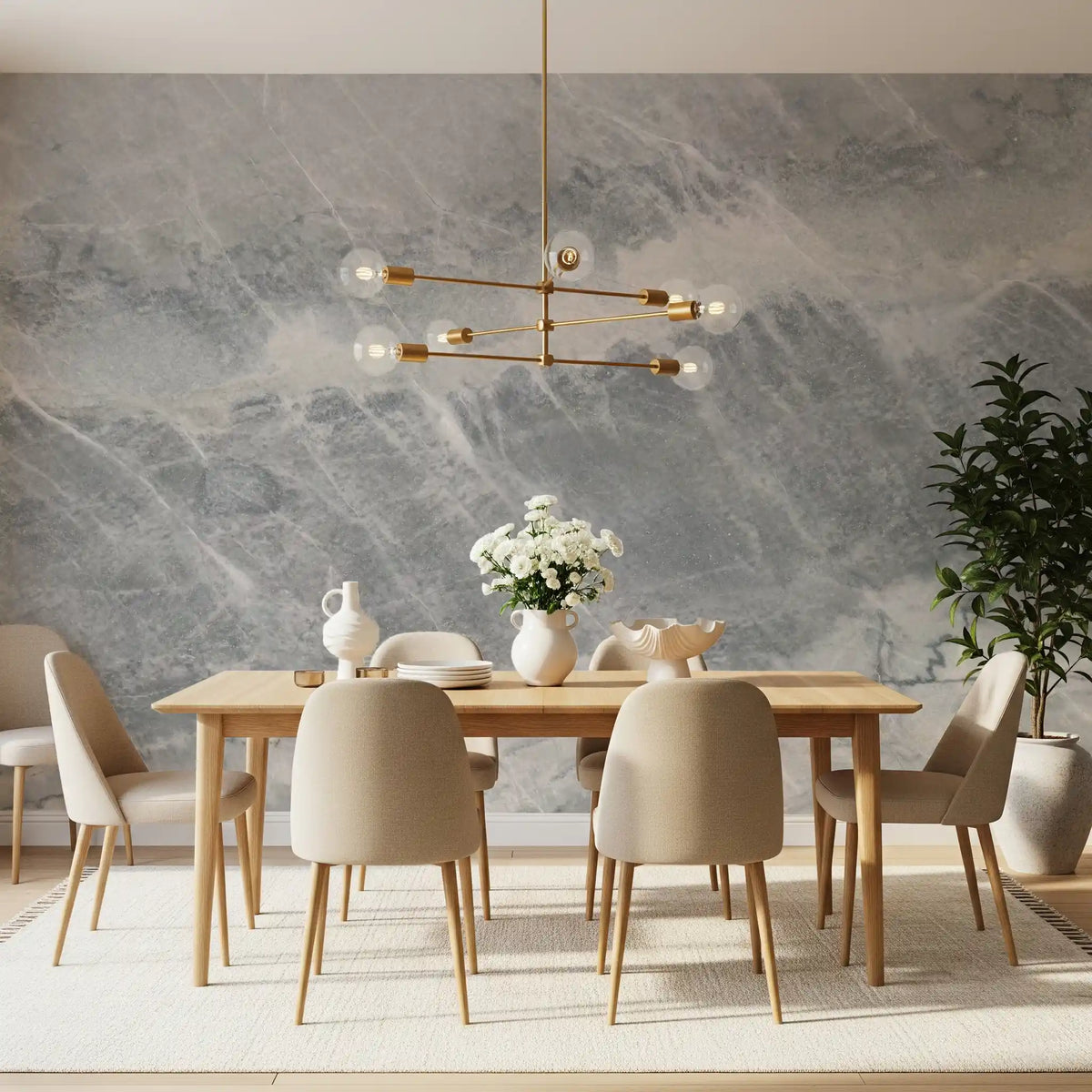 Ethereal Grey Marble Slab Wall Mural