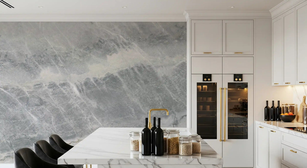 Ethereal Grey Marble Slab Wall Mural