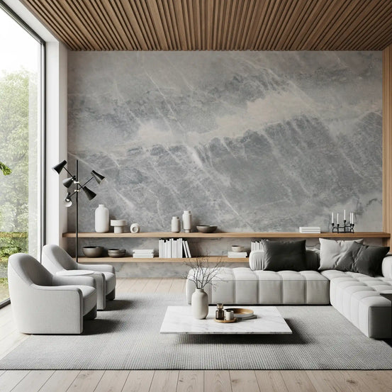 Ethereal Grey Marble Slab Wall Mural
