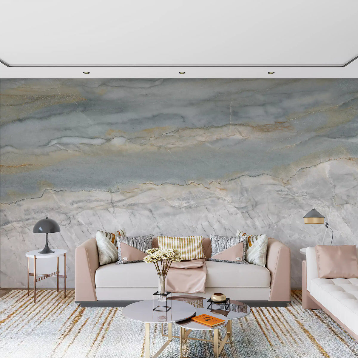 Serene Grey Marble Flow Wall Mural