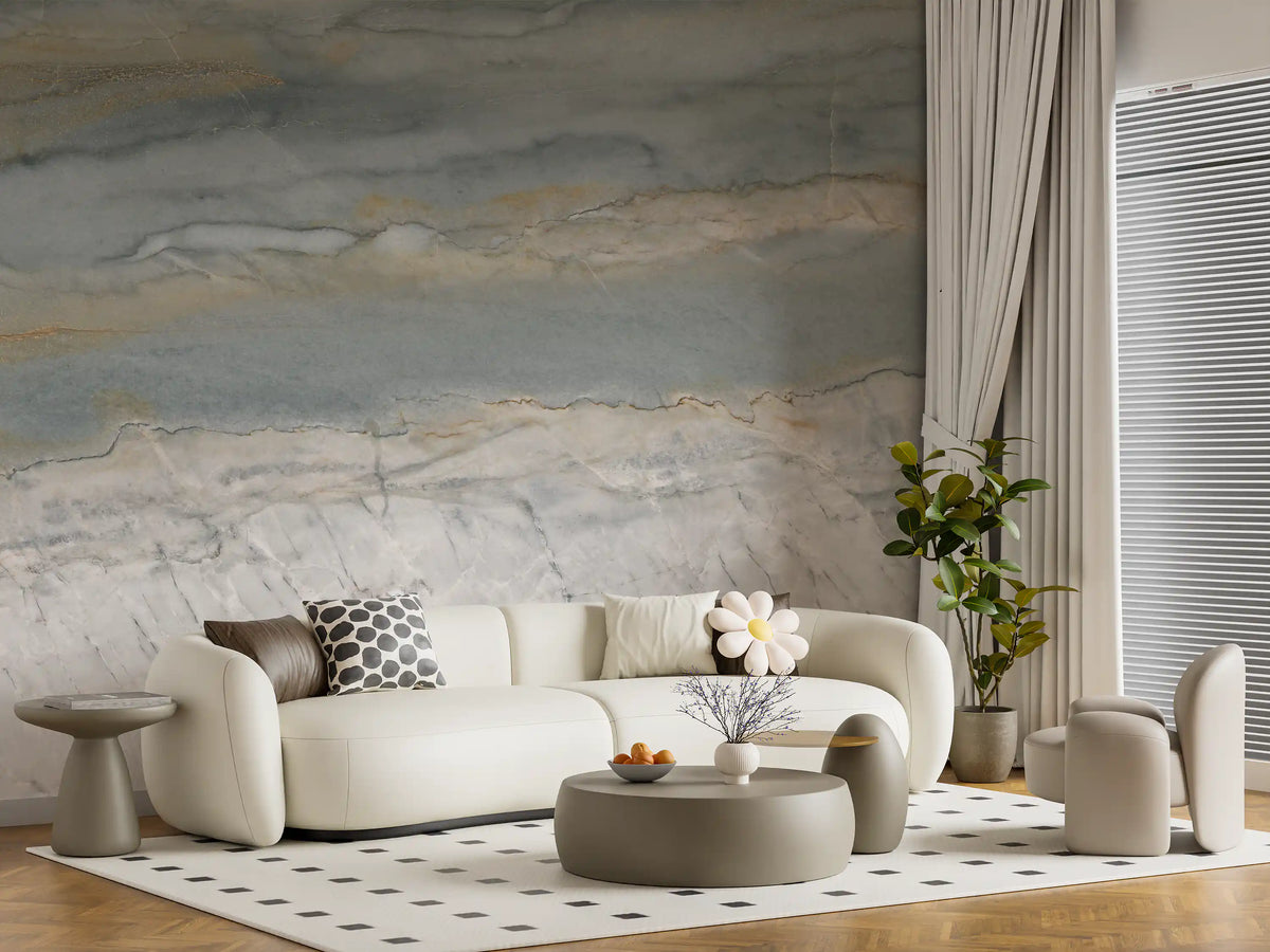 Serene Grey Marble Flow Wall Mural