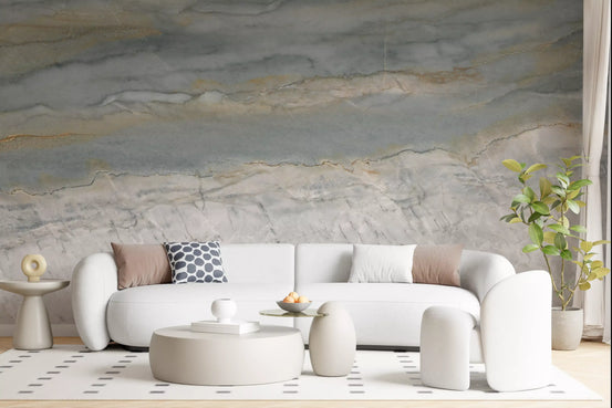 Serene Grey Marble Flow Wall Mural