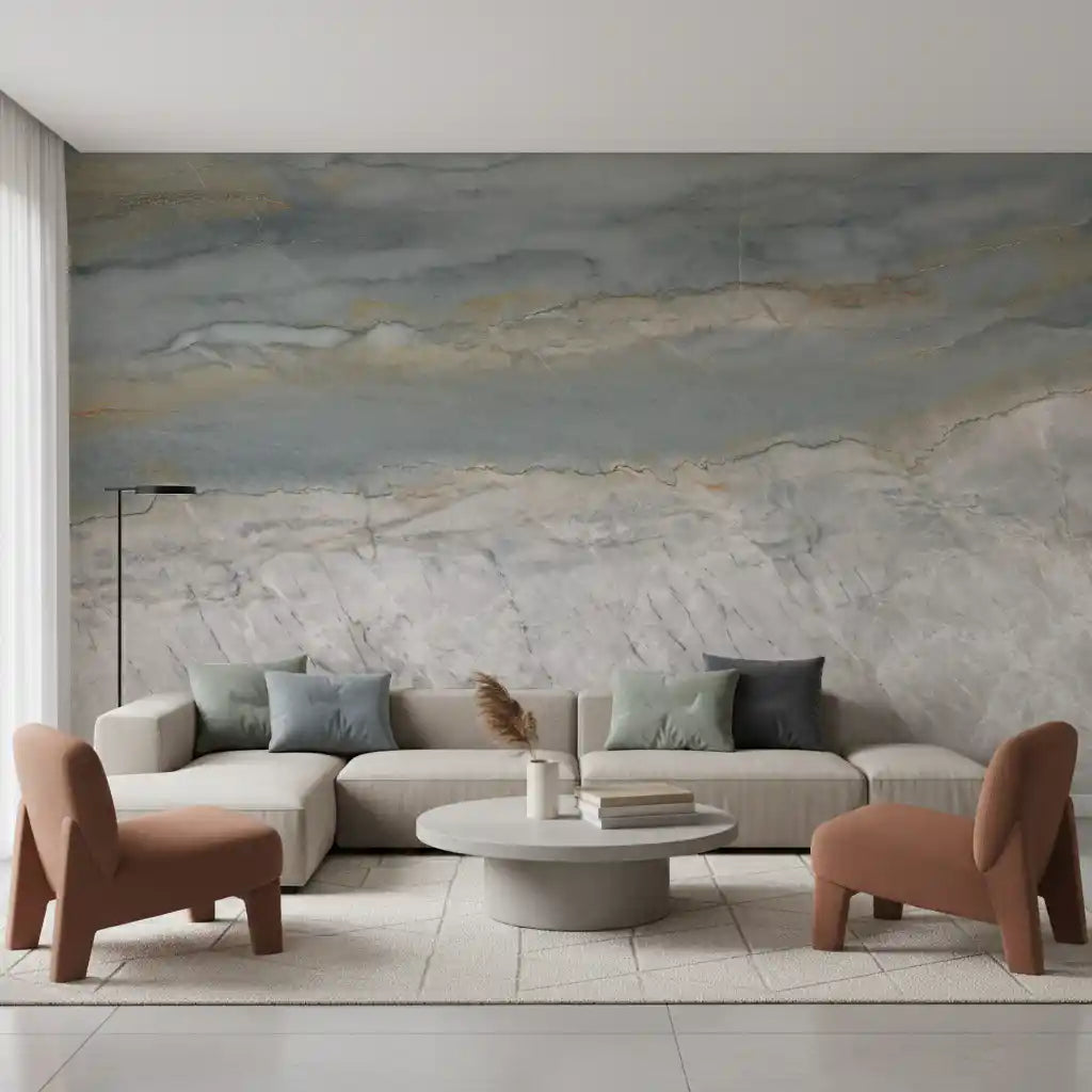 Serene Grey Marble Flow Wall Mural