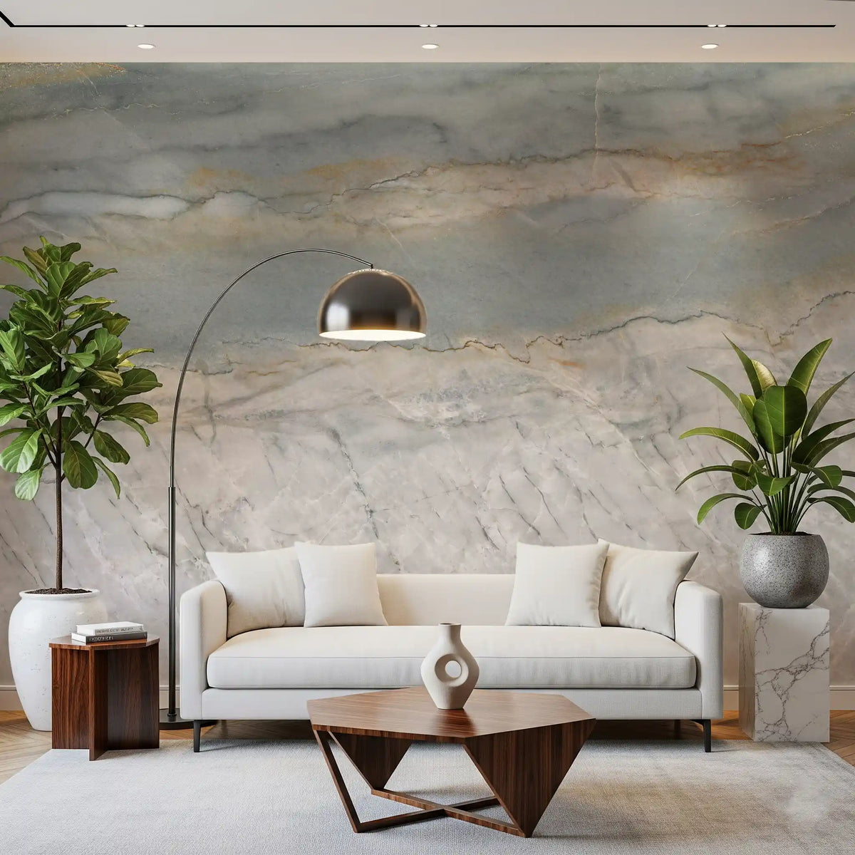 Serene Grey Marble Flow Wall Mural