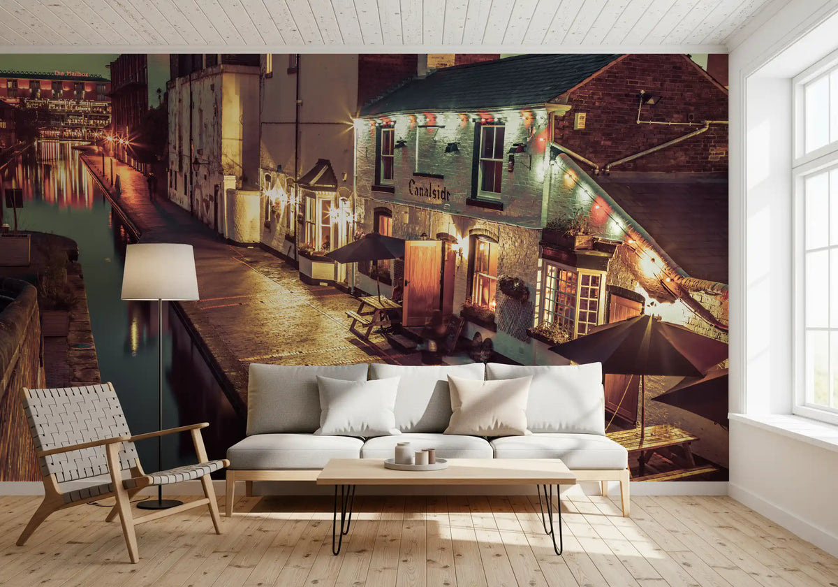 Evening Canal Side Path Wall Mural