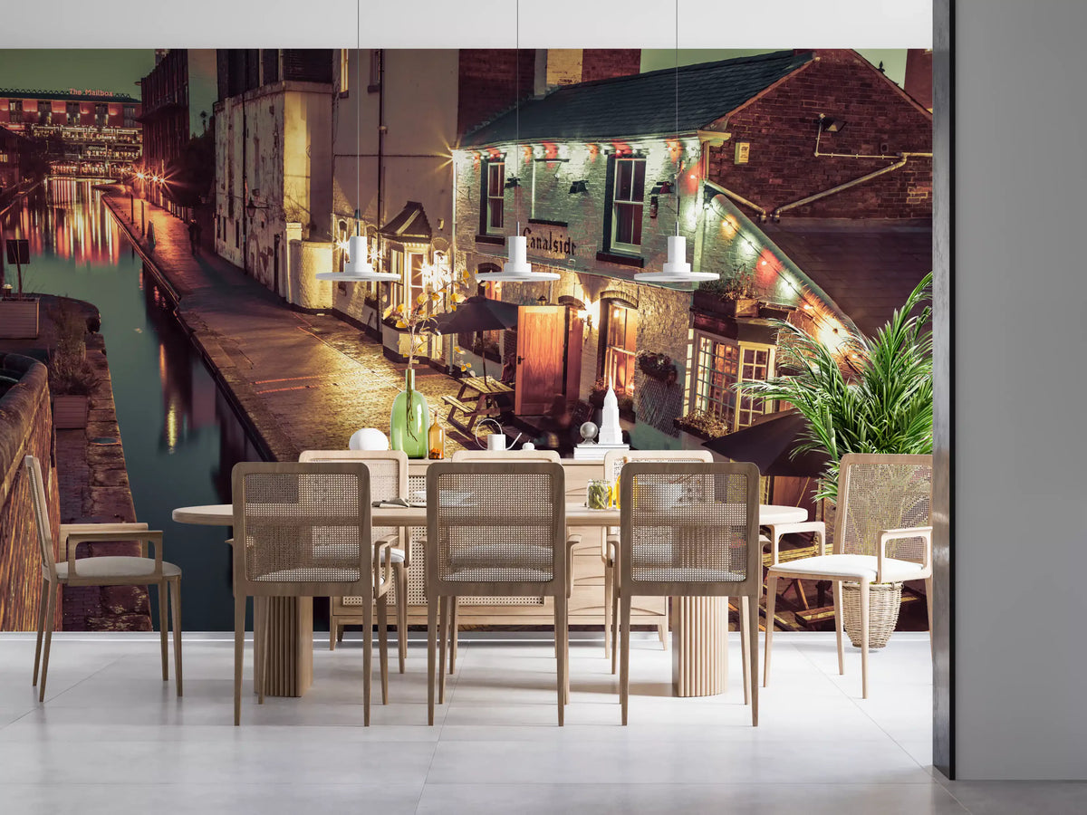 Evening Canal Side Path Wall Mural