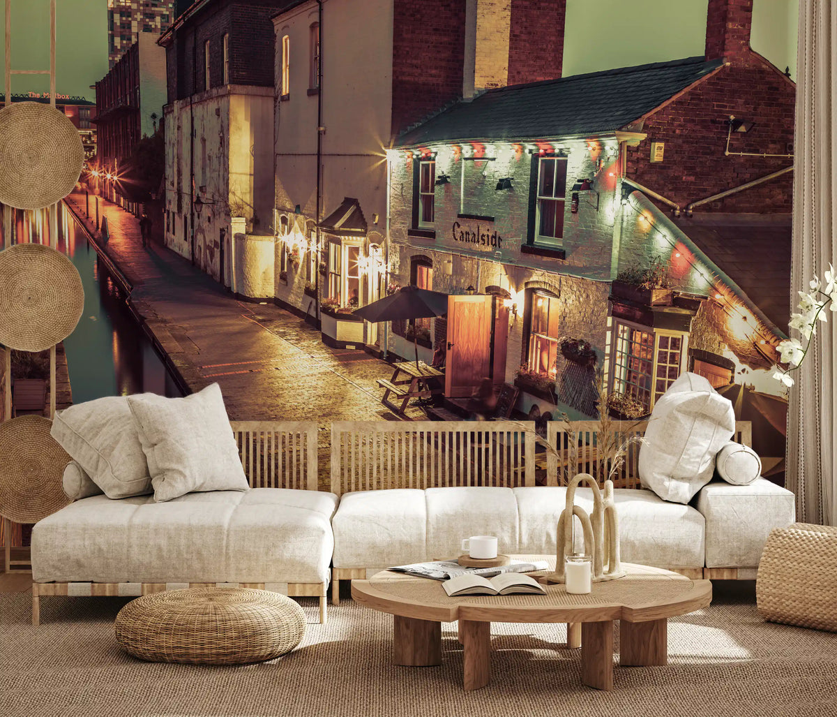 Evening Canal Side Path Wall Mural