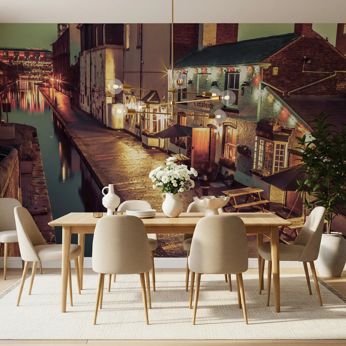 Evening Canal Side Path Wall Mural