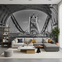 Gothic Architecture River Crossing Wall Mural