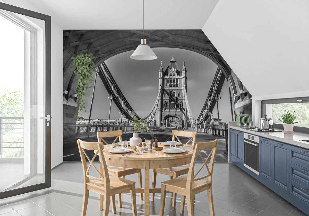 Gothic Architecture River Crossing Wall Mural