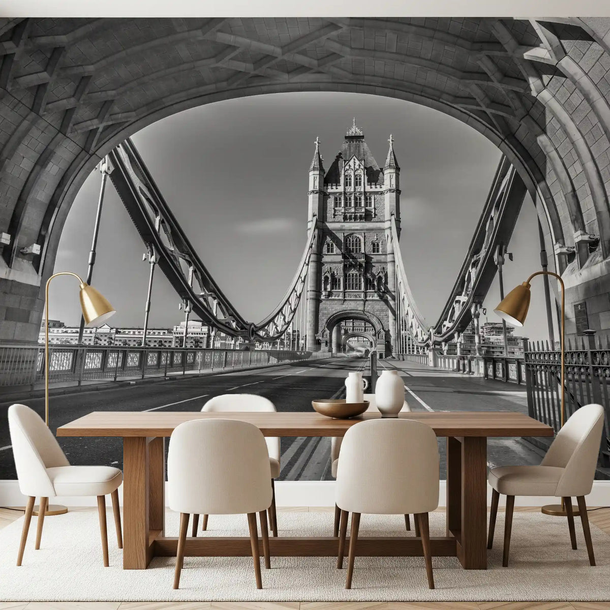 Gothic Architecture River Crossing Wall Mural
