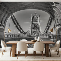 Gothic Architecture River Crossing Wall Mural