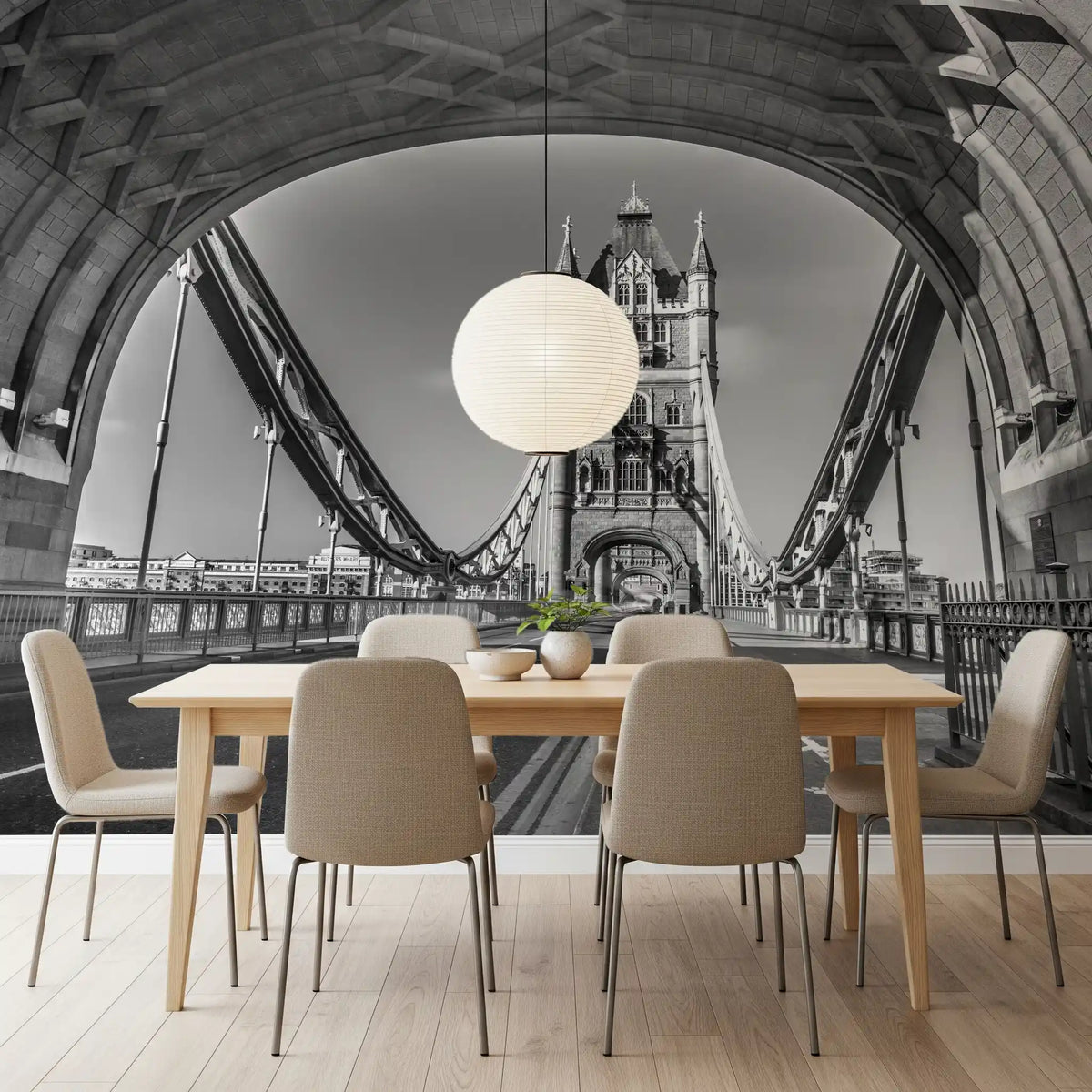 Gothic Architecture River Crossing Wall Mural