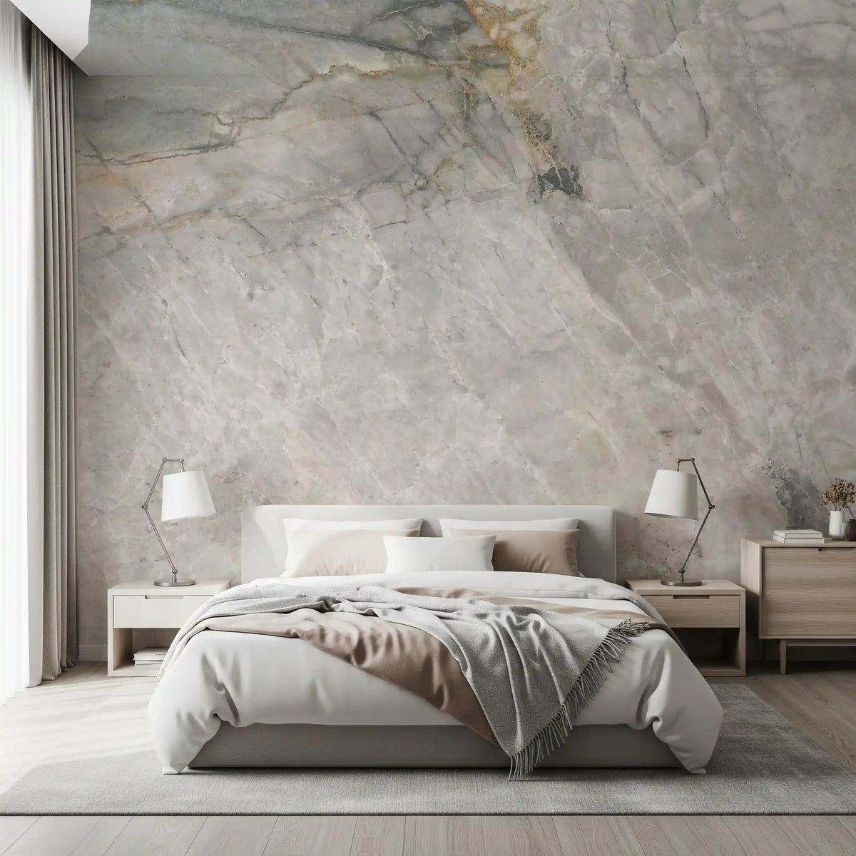 Natural Grey Marble Vein Surface Wall Mural