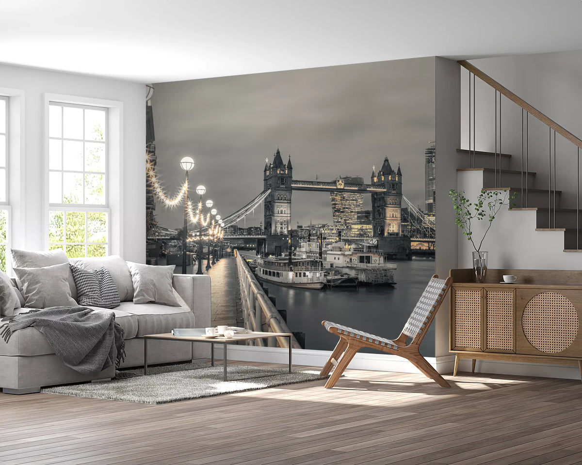 Metropolitan Riverside Evening Lights Wall Mural
