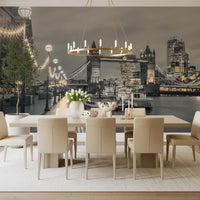 Metropolitan Riverside Evening Lights Wall Mural