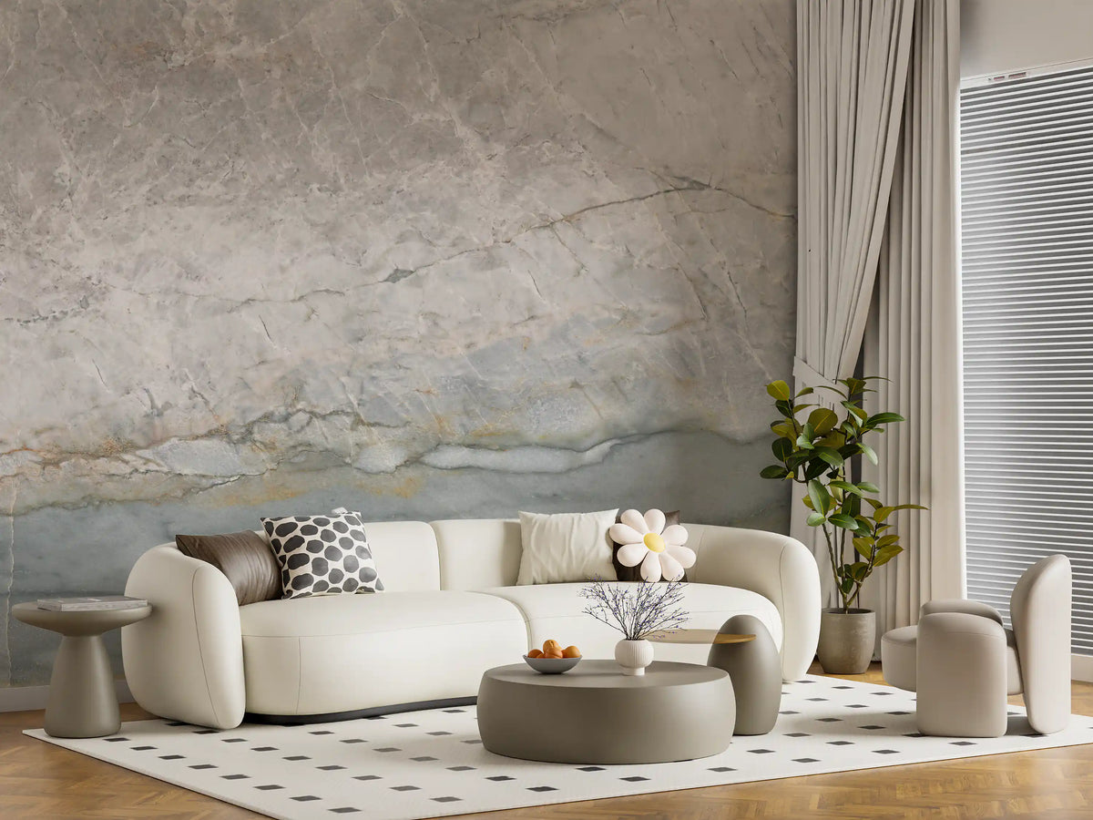 Serene Grey Veined Stone Wall Mural