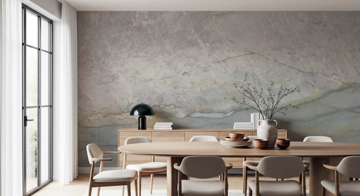 Serene Grey Veined Stone Wall Mural