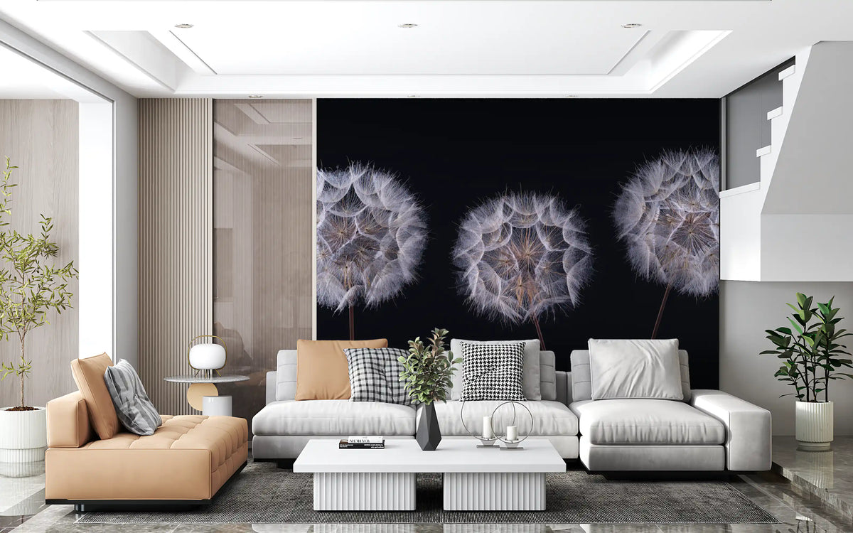 Minimalist Monochrome Seed Heads Wall Mural