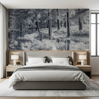 Monochrome Pine Forest Reflection Wall Mural