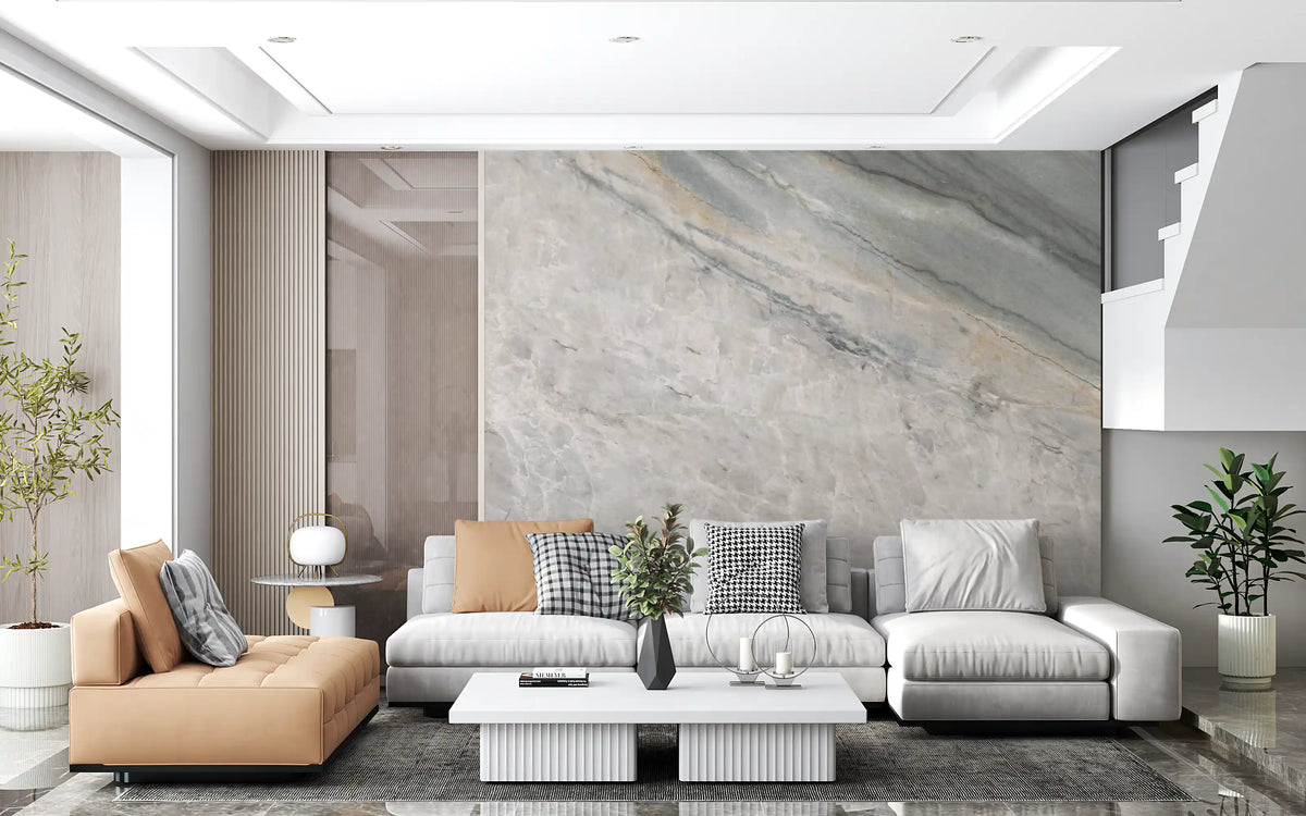 Serene Grey Marble Texture Wall Mural