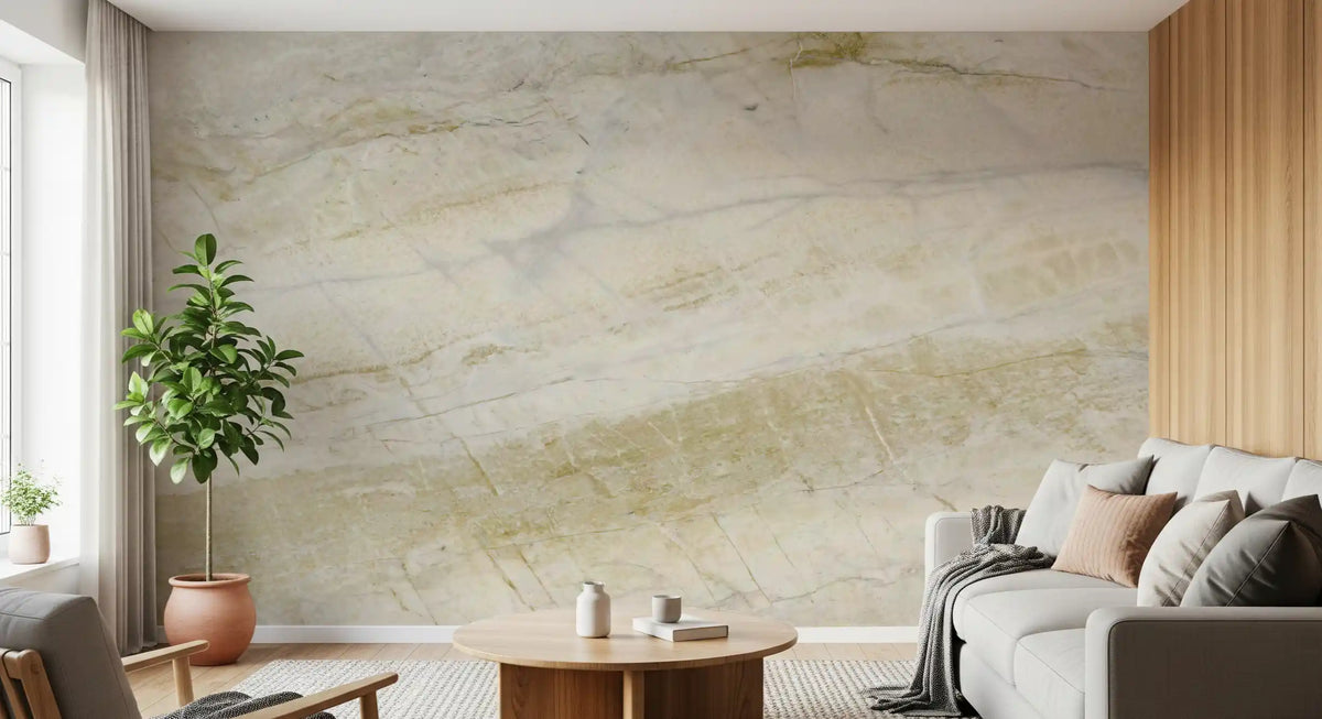 Cream and Ochre Marble Veins Wall Mural