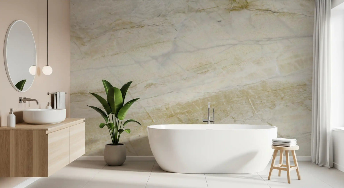 Cream and Ochre Marble Veins Wall Mural