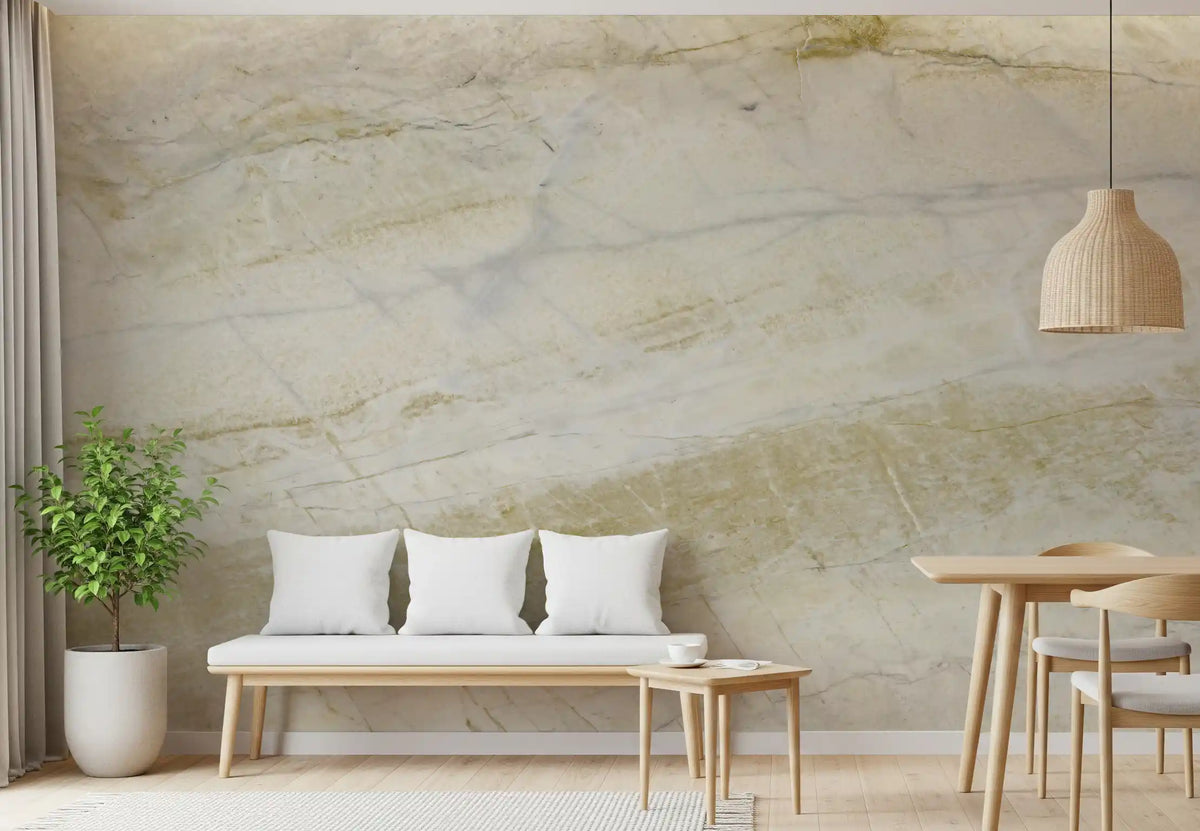Cream and Ochre Marble Veins Wall Mural