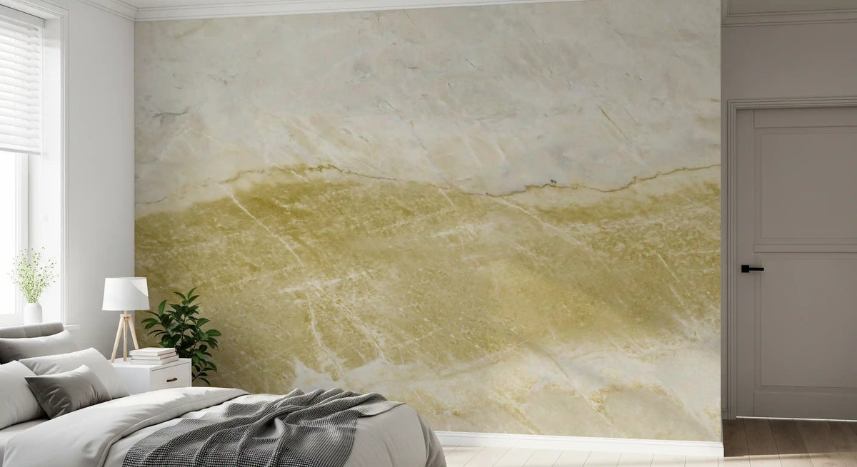Golden Veined Ocher Stone Texture Wall Mural