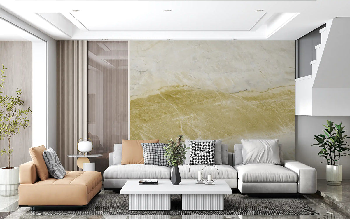 Golden Veined Ocher Stone Texture Wall Mural