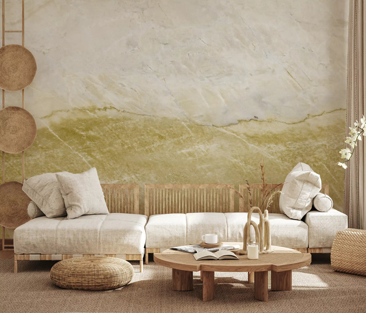Golden Vein Natural Stone Slab Wall Mural