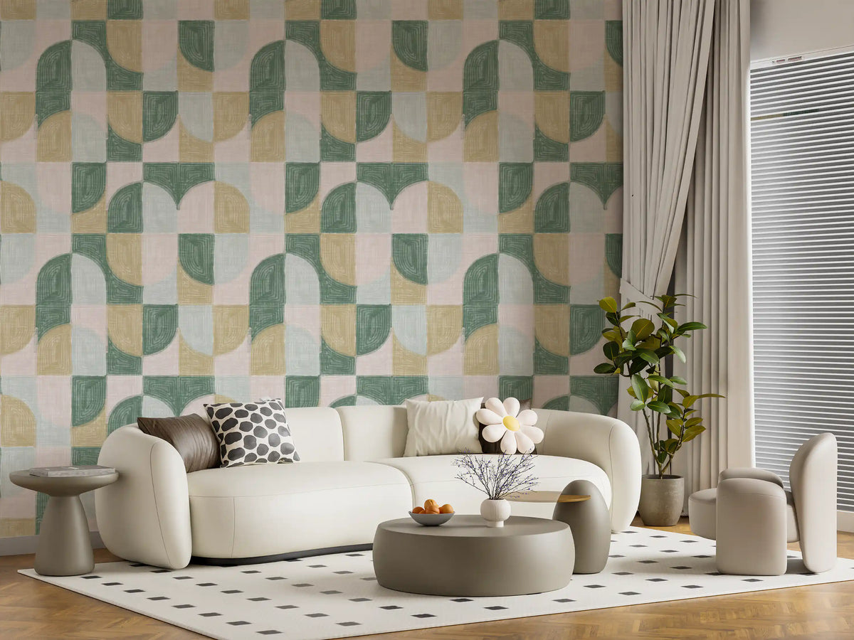 Bold Textured Hand Painted Geometries Beautifully Balanced Wallpaper⁠