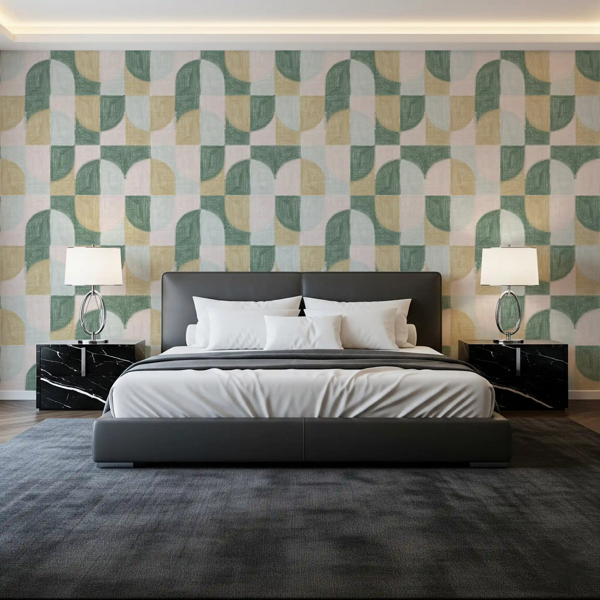 Bold Textured Hand Painted Geometries Beautifully Balanced Wallpaper⁠