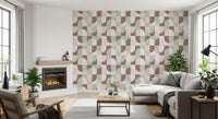 Bold Textured Hand Painted Geometries Grandmillennial Delight Soft Wallpaper⁠