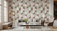 Bold Textured Hand Painted Geometries Grandmillennial Delight Soft Wallpaper⁠