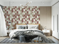 Bold Textured Hand Painted Geometries Rustic Farmhouse Earthy Tones Wallpaper⁠