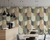 Mid Century Textured Hand Painted Geometries Curated Harmony Tones Wallpaper⁠