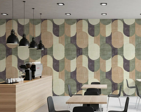 Mid Century Textured Hand Painted Geometries Curated Harmony Tones Wallpaper⁠