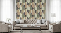 Mid Century Textured Hand Painted Geometries Curated Harmony Tones Wallpaper⁠