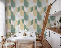 Mid Century Textured Hand Painted Geometries Beautifully Balanced Wallpaper⁠