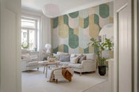 Mid Century Textured Hand Painted Geometries Beautifully Balanced Wallpaper⁠